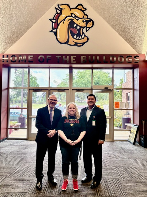 <p>(L-R) State Superintendent Dr. Tony Sanders, RMS Principal Tara Piatek, and BPS101 Superintendent Tom Kim at RMS.</p>
