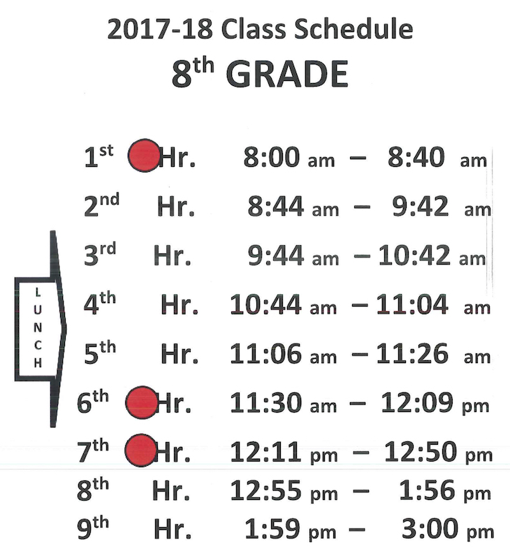 Lunch And Bell Schedule Rotolo Middle School